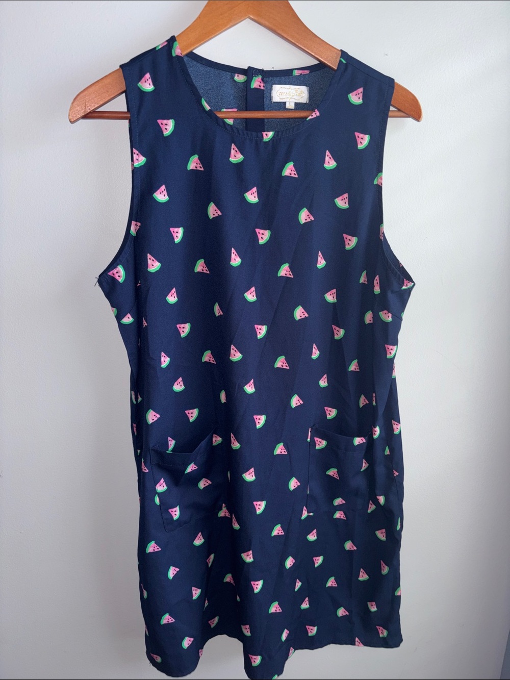 Mud Pie Navy Sleeveless Dress with Watermelon Print